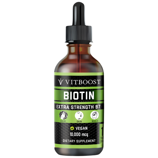 Biotin Liquid Drops with Organic Berry Flavor | 60 Servings | Vegan Formula Supports Hair Growth, Strong Nails, Healthy Skin