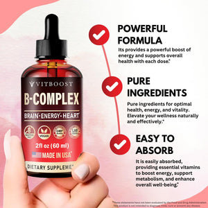 Vitamin B Complex Supplement with 20000 mcg - Extra Strength for Men and Women - Vegan| Raspberry Liquid Drops| USA Made, B1, B2, B3, B5, B6, Biotin, Folic Acid & B12 Methylcobalamin | 4 Months Supply